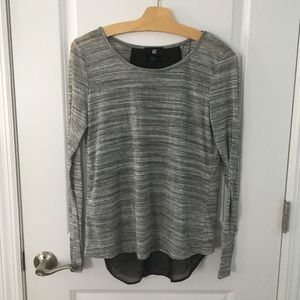 Grey Shirt with Black Chiffon Open Back